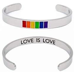 Tstars Gay Pride Bracelet Rainbow Flag Stainless Steel Bangle LGBT Jewelry