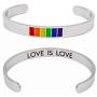 Tstars Gay Pride Bracelet Rainbow Flag Stainless Steel Bangle LGBT Jewelry