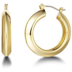 FANCIME Half Open Hoop Stud Earrings Triple Thin/Thick Tube High Polished Hoop Earrings 14K Yellow/White Gold Plated Fashion Statement Jewelry Gift for Women Teens Girls Mom