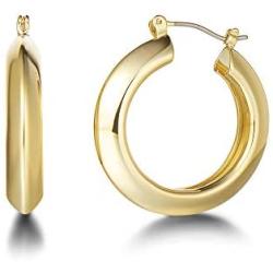 FANCIME Half Open Hoop Stud Earrings Triple Thin/Thick Tube High Polished Hoop Earrings 14K Yellow/White Gold Plated Fashion Statement Jewelry Gift for Women Teens Girls Mom