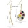 2 Pairs Unique Charm Chic Artist Matte Gold Plated Colorful Palette Paint Brush Asymmetric Dangle Drop Earrings Personality Creative Lightweight Painter Jewelry for Women Girls Art Teacher Gifts