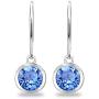 Sterling Silver 6mm Round Bezel Dangle Leverback Earrings Made with Swarovski Crystals