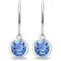 Sterling Silver 6mm Round Bezel Dangle Leverback Earrings Made with Swarovski Crystals