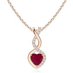 Ruby Infinity Heart Pendant with Diamonds in 14K Rose Gold (4mm Ruby)