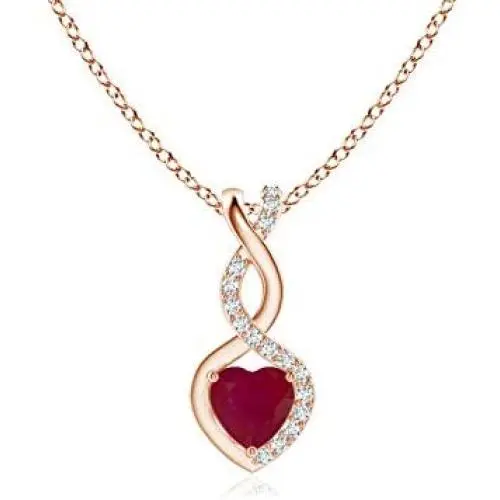 Ruby Infinity Heart Pendant with Diamonds in 14K Rose Gold (4mm Ruby) Ruby Infinity Heart Pendant with Diamonds in 14K Rose Gold (4mm Ruby)