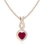 Ruby Infinity Heart Pendant with Diamonds in 14K Rose Gold (4mm Ruby)