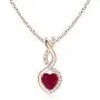 Ruby Infinity Heart Pendant with Diamonds in 14K Rose Gold (4mm Ruby) Ruby Infinity Heart Pendant with Diamonds in 14K Rose Gold (4mm Ruby)