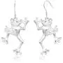 Sterling Silver Dancing Frog Dangle Hook Earrings Sterling Silver Dancing Frog Dangle Hook Earrings