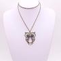 JinYu 4 Pcs Vintage Art Deco Style Bronze Tone Hollow Owl,Turtle, Angel Wingsand Dragonfly Pendant with Turquoise Crystal Eye Inset Necklace Long Chain Necklace Sweater Necklace with Box