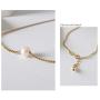 Single Pearl Pendant Choker Necklace for Women Girls S925 Sterling Silver Big Tiny 1 Pearl Strand Pendant Necklace Love Beaded Box Link Curb Chain 18'' Jewelry Set