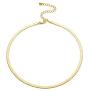 Gold Choker Chain Necklace for Women: 14k Gold Plated Dainty Snake Chain Tiny Disc Charm Herringbone Jewelry Teen Girls Gifts