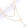 TIKCOOL Link Chain Necklaces for Women Chunky Oval Rectangle Paperclip Choker Necklace Adjustable Toggle Clasp Double Layered Collar Necklace for Girls