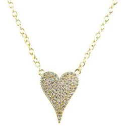 Pave Elongated Heart Pendant Heart Necklaces for Women Cubic Zirconia Necklace Valentines Day Gift