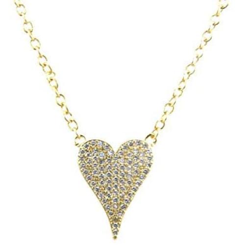 Pave Elongated Heart Pendant Heart Necklaces for Women Cubic Zirconia Necklace Valentines Day Gift
