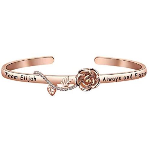 POTIY Vampire Fans Gift Vampire Inspired Jewelry Team Klaus Elijah Rebekah Always and Forever Flower Bracelet for Women Girls