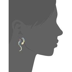 Betsey Johnson Pave Crystal Snake Front & Back Linear Earrings