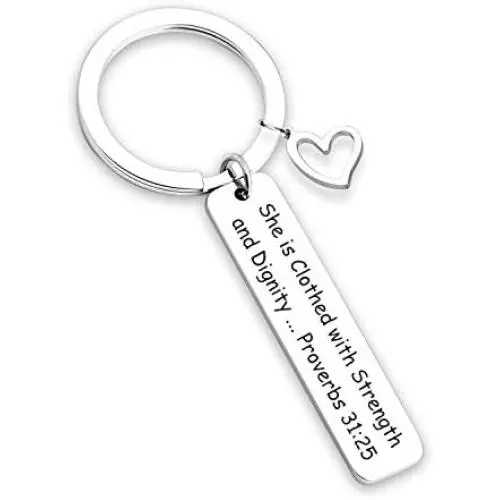TOGON Christian Keychain She is Clothed with Strength and Dignity Proverbs 31:25 Religious Keychain Faith Jewelry Inspirational Gift for Her TOGON Christian Keychain She is Clothed with Strength and Dignity Proverbs 31:25 Religious Keychain Faith Jewelry Inspirational Gift for Her