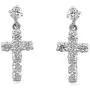 Jewelili 10K White Gold 2MM and 3MM Swarovski White Cubic Zirconia Cross Dangle Earrings Jewelili 10K White Gold 2MM and 3MM Swarovski White Cubic Zirconia Cross Dangle Earrings