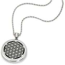 Unisex Essential Oil Diffuser Necklace – Aromatherapy Jewelry - Hypoallergenic 316L Surgical Grade Stainless Steel, 24” Rope Chain + 9 Washable Insert Pads