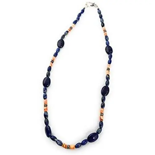 Masha Sterling Silver Necklace Made in USA - Exclusive Southwestern Handmade Jewelry, 1 Strand 19'' in Length