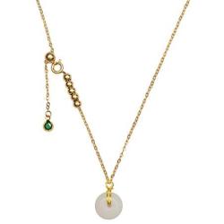 NW 1776 Jade Necklace, Female Donut Pendant, Natural Jade Gold-plated Necklace