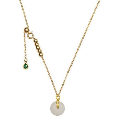 NW 1776 Jade Necklace, Female Donut Pendant, Natural Jade Gold-plated Necklace