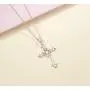 FANCIME White Gold Rose Gold Plated 925 Sterling Silver Embossed Infinity Cross Crucifix Delicate Pendant Necklace Dainty Pendant with Round CZ Fine Jewelry for Women Girls,16+2'', 18”