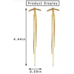 LittleB Minimal Tassel Stud Earrings Gold Long Vintage Dangle Earrings Jewelry for Women and Girls