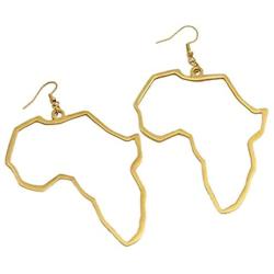 Fashion Gold Africa Map Hollow Out Drop Dangle Earrings for Girls Womens Minimalist Design Earrings