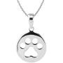 Sterling Silver Small Circle Dog Paw Print Pendant Necklace, 18''