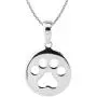Sterling Silver Small Circle Dog Paw Print Pendant Necklace, 18'' Sterling Silver Small Circle Dog Paw Print Pendant Necklace, 18''