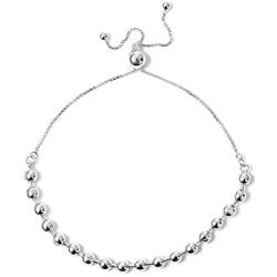 Shop LC Delivering Joy 925 Sterling Silver Bead Bolo Bangle Bracelet Wedding Engagement Jewelry for Women Adjustable