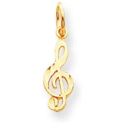 10K Gold Treble Clef Music Note Charm Musical Jewelry