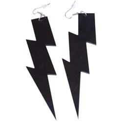 Big Black Acrylic Lightning Drop Dangle Earring for Women 80s Party Hip Hop Punk Hip Hop Gothic Fashion Lightning Pendant Charm Earrings Jewelry
