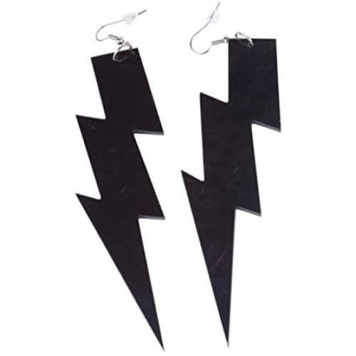 Big Black Acrylic Lightning Drop Dangle Earring for Women 80s Party Hip Hop Punk Hip Hop Gothic Fashion Lightning Pendant Charm Earrings Jewelry