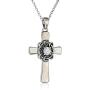 Oxidized 925 Sterling Silver Gemstone with Celtic Knot Cross Pendant, 18''