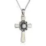 Oxidized 925 Sterling Silver Gemstone with Celtic Knot Cross Pendant, 18''