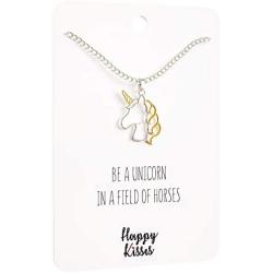 Happy Kisses Unicorn Necklace – Unicorn Pendant – Gold & Silver – Message Card - Kids & Women