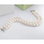 Double Row Pearl Bracelets Two Strand Freshwater Cultured 7-8mm/8-9mm White Pearl Bracelets Jewelry Gift for Women Wife Girls Mother