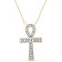 925 Sterling Silver Egyptian Ankh Baguette CZ Cross Pendant Necklace