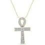 925 Sterling Silver Egyptian Ankh Baguette CZ Cross Pendant Necklace 925 Sterling Silver Egyptian Ankh Baguette CZ Cross Pendant Necklace