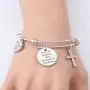 BEKECH Madrina Bracelet Solo Las Mejores Tias Ascienden A Madrina Cross Charm Jewelry Gift for Madrina Baptistim Gift Godmother Proposal Bracelet