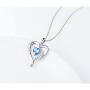 JZMSJF 925 Sterling Silver I Love You Mom Love Heart Necklace Dog Mom Animal Paw Print Pendant for Mother Women Wife