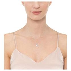 Amazon Essentials Sterling Silver Cubic Zirconia Halo Pendant Necklace (Round & Princess)