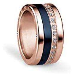 BERING Interchangeable Rose Gold, Black & Blue Colored Twist and Change Womens Rings Set