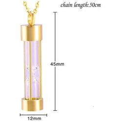 Eternity Memory Memorial Gold Smooth Hourglass Urn Necklace Cremation Jewelry Pendants for Women Men Gift +Fill Kits