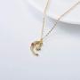 You are My Queen-10K 14K 18K Gold Womens Necklace, Crescent Moon and Star Pendant Necklace, Queen Crown Necklace, Solid Gold Moissanite Wing Necklace Jewelry for Women