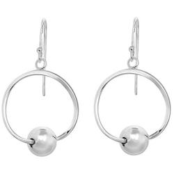 Trendy Orbital Sphere and Hoop .925 Sterling Silver Dangle Earrings