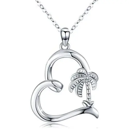 MEDWISE S925 Sterling Silver Summer Palm Tree Necklace Pendant Beach Necklace Jewelry for Women Heart Coconut Areca Tree Necklace Gifts MEDWISE S925 Sterling Silver Summer Palm Tree Necklace Pendant Beach Necklace Jewelry for Women Heart Coconut Areca Tree Necklace Gifts