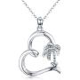 MEDWISE S925 Sterling Silver Summer Palm Tree Necklace Pendant Beach Necklace Jewelry for Women Heart Coconut Areca Tree Necklace Gifts